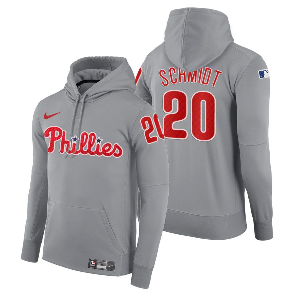 Men Philadelphia Phillies #20 Schmidt gray road hoodie 2021 MLB Nike Jerseys->philadelphia phillies->MLB Jersey
